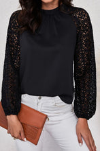 Load image into Gallery viewer, Lace Raglan Sleeve Gathered Detail Blouse
