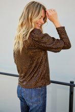 Load image into Gallery viewer, Sequin Puff Sleeve Round Neck Top
