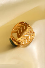 Load image into Gallery viewer, 18k Gold Plated Malachite Leaf Ring

