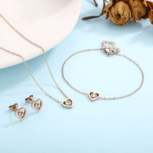 Load image into Gallery viewer, Inlaid Zircon Heart Necklace, Bracelet and Stud Earrings Jewelry Set
