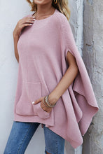 Load image into Gallery viewer, Waffle-Knit Pocketed Cape Sleeve Sweater
