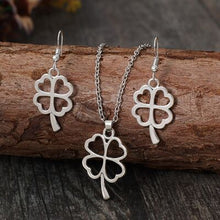 Load image into Gallery viewer, Lucky Clover Alloy Earrings and Necklace Jewelry Set
