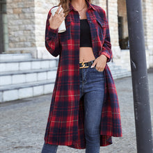 Load image into Gallery viewer, Double Take Plaid Belted Button Down Longline Shirt Jacket
