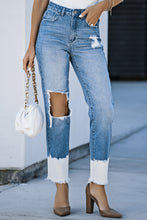 Load image into Gallery viewer, Contrast Distressed High Waist Jeans
