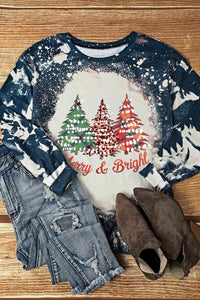MERRY & BRIGHT Christmas Graphic Long Sleeve Top