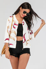 Load image into Gallery viewer, Printed Zip-Up Three-Quarter Sleeve Bomber Jacket
