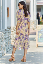 Load image into Gallery viewer, GeeGee Key To Love Puff Sleeve Floral Midi Dress in Yellow
