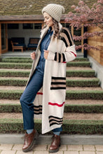 Load image into Gallery viewer, Striped Open Front Long Sleeve Longline Sweater Cardigan
