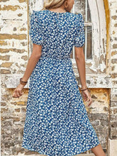 Load image into Gallery viewer, Floral Round Neck Split Midi Dress

