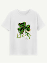 Load image into Gallery viewer, Lucky Clover Round Neck Short Sleeve T-Shirt
