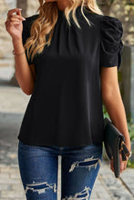 Load image into Gallery viewer, Tie Back Gathered Detail Puff Sleeve Top
