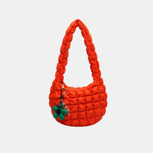 Load image into Gallery viewer, Quilted Shoulder Bag with Flower Pendant

