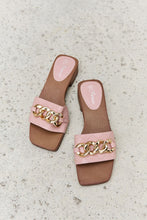 Load image into Gallery viewer, Forever Link Square Toe Chain Detail Clog Sandal in Blush

