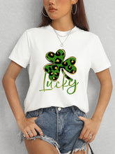 Load image into Gallery viewer, Lucky Clover Round Neck Short Sleeve T-Shirt
