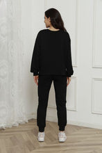 Load image into Gallery viewer, Round Neck Long Sleeve Top and Drawstring Pants Set
