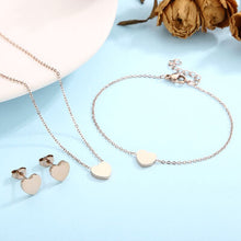 Load image into Gallery viewer, Heart Necklace, Bracelet and Stud Earrings Jewelry Set
