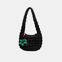 Load image into Gallery viewer, Quilted Shoulder Bag with Flower Pendant

