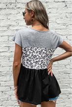Load image into Gallery viewer, Leopard Color Block Babydoll Tee Shirt
