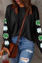 Load image into Gallery viewer, Sequin Lucky Clover Round Neck Sweatshirt
