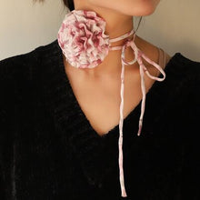 Load image into Gallery viewer, Camellia Flower Tie Choker Necklace
