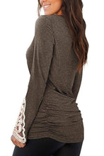 Load image into Gallery viewer, Lace Detail Long Sleeve Round Neck T-Shirt
