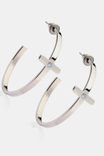 Load image into Gallery viewer, Stainless Steel Cross Hoop Earrings
