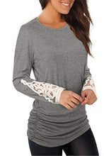 Load image into Gallery viewer, Lace Detail Long Sleeve Round Neck T-Shirt
