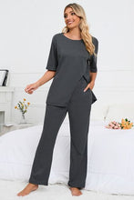 Load image into Gallery viewer, Slit Round Neck Top and Pants Lounge Set
