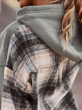 Load image into Gallery viewer, Plaid Drawstring Dropped Shoulder Hoodie
