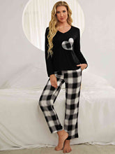 Load image into Gallery viewer, Plaid Heart Top and Pants Lounge Set
