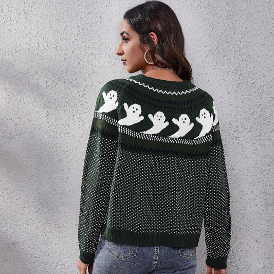 Halloween Ghost long sleeve knitted sweater women #Halloween Custume#