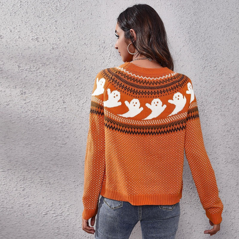 Halloween Ghost long sleeve knitted sweater women #Halloween Custume#
