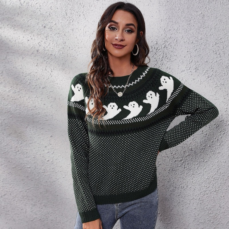 Halloween Ghost long sleeve knitted sweater women #Halloween Custume#