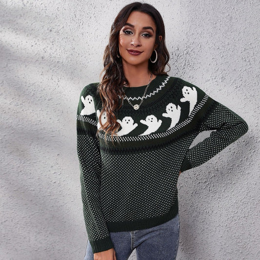 Halloween Ghost long sleeve knitted sweater women #Halloween Custume#