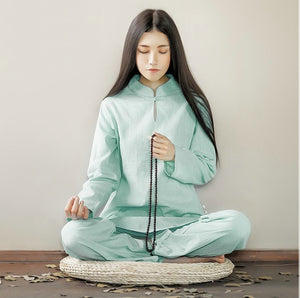 Zen meditation clothing women ladies traditional pants suit female womens two piece sets